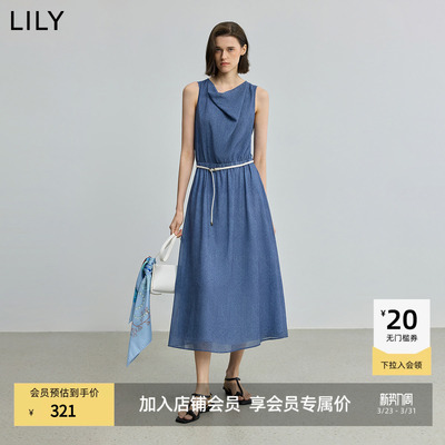 LILY收腰无袖法式女装新款连衣裙