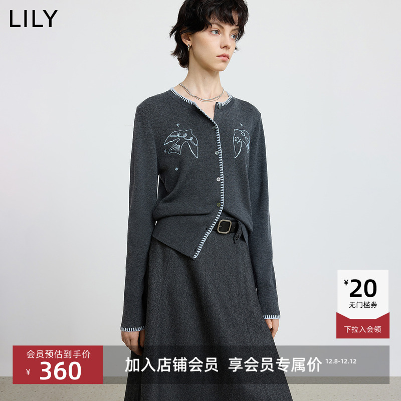 LILY羊毛混纺通勤女装圆领针织衫