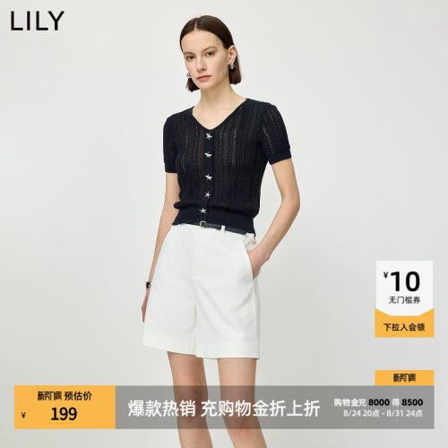 LILY通勤短款短袖简约针织开衫