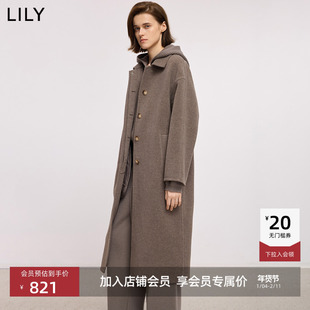 100%美丽诺羊毛LILY2025冬新款老钱气质翻领双面呢大衣毛呢外套女