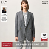 LILY大师系列 商场同款 25春新款 女绵羊毛混纺宽松通勤西装 外套