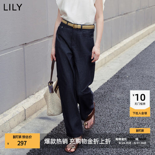 LILY通勤莱赛女装复古直筒牛仔裤