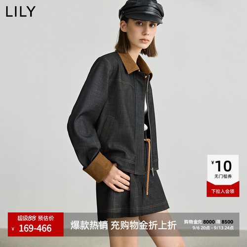 LILY撞色百搭灯芯绒牛仔夹克
