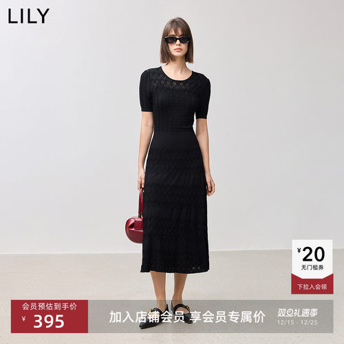 LILY新款时髦简约时光小黑裙
