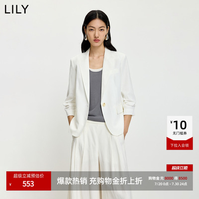 LILY通勤收腰混纺女装浅色西装