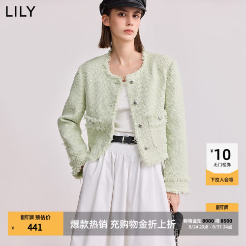 LILY短款小香风粗花呢外套