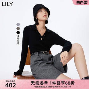 女装 可机洗全绵羊毛通勤款 修身 上衣女 LILY新款 针织衫 打底衫