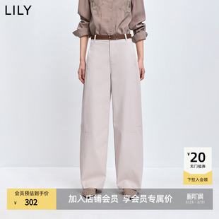休闲裤 含莱赛尔时髦显瘦宽松通勤卡其色弯刀裤 女装 LILY2026春新款