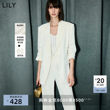 LILY2025夏新款女装简约气质通勤高级感都市修身休闲黑色西装外套
