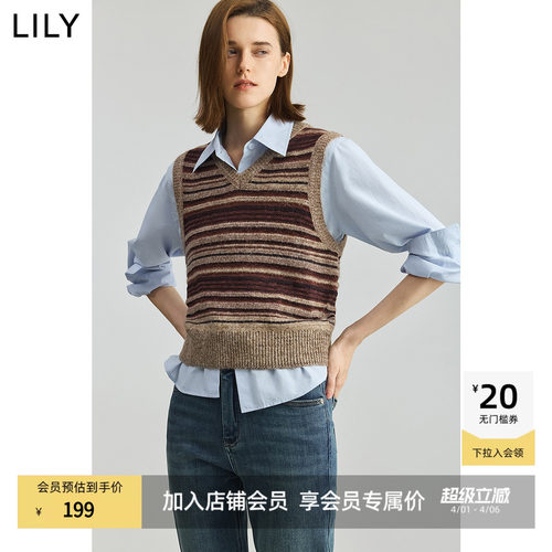 LILY女装马甲背心新款羊毛针织衫