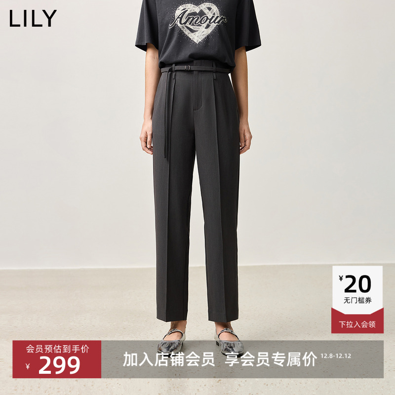 LILY新款九分通勤直筒裤