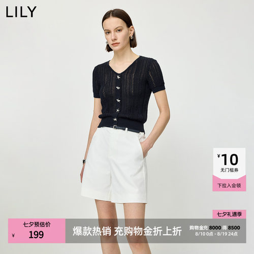 LILY通勤短款短袖简约针织开衫