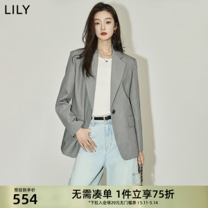 LILY2024夏新款女装都市通勤气质时尚百搭简洁一粒扣休闲西装外套