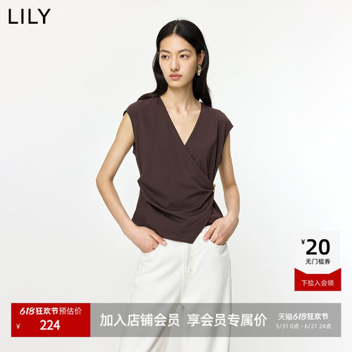 LILY抽褶飞袖设计感收腰短款马甲