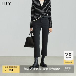 女装 烟管裤 复古水洗修身 通勤黑色牛仔裤 直筒九分裤 LILY2025新款