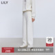 LILY2025冬新款 女长裤 极简风宽松通勤百搭显瘦奶白色直筒裤 休闲裤
