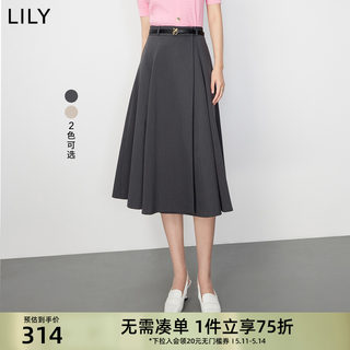 LILY新款女装优雅通勤高腰半身裙小个子a字裙高腰显瘦遮胯女