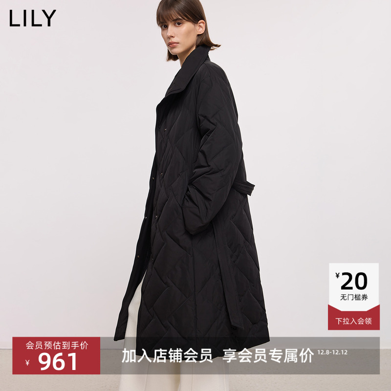 LILY通勤立领百搭收腰翻领羽绒服