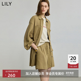 莱赛尔亚麻小翻领宽松休闲长袖 LILY2025新款 外套女 商场同款