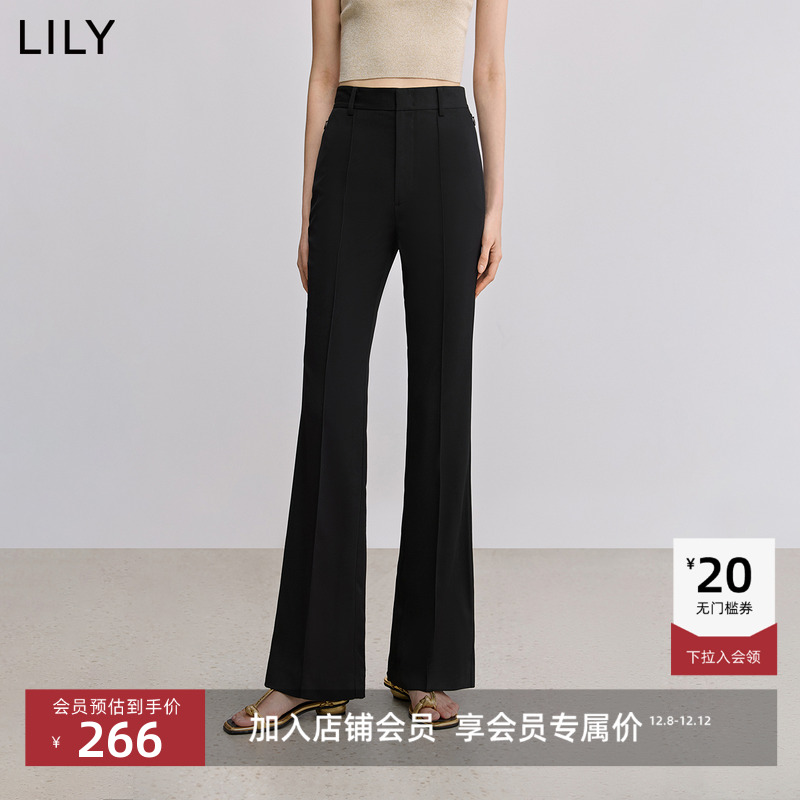 LILY夏高腰修身显瘦微喇裤
