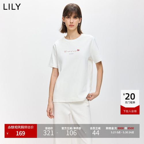 LILY磨毛通勤撞色圆领新款短袖