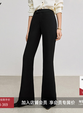 超模小黑裤LILY2025新款女装弹力修身微喇裤高腰黑色休闲长裤