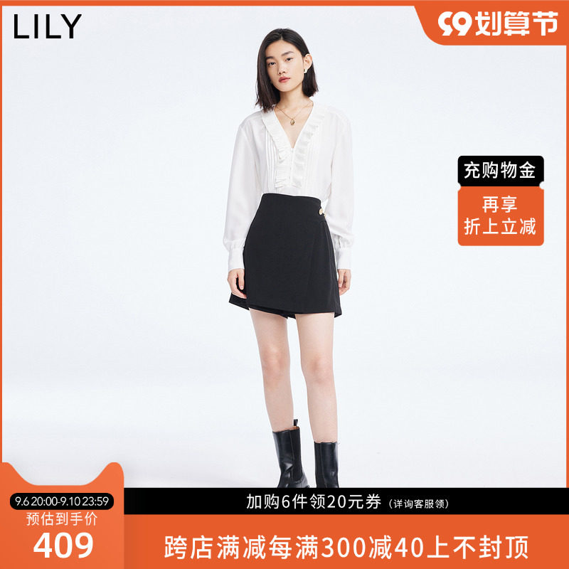 【商场同款】LILY2022秋新款女装别致洋气法式高级感裙裤休闲短裤