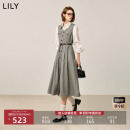 收腰V领气质通勤马甲式 格雷系复古无袖 连衣裙 女装 LILY2025冬新款