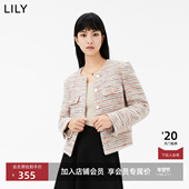 商场同款 LILY新款 女装 含绵羊毛复古小香风通勤款 短外套