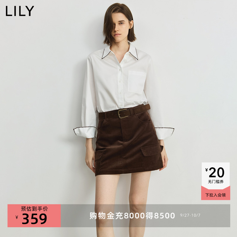 LILY通勤贡缎纯棉撞色法式外套
