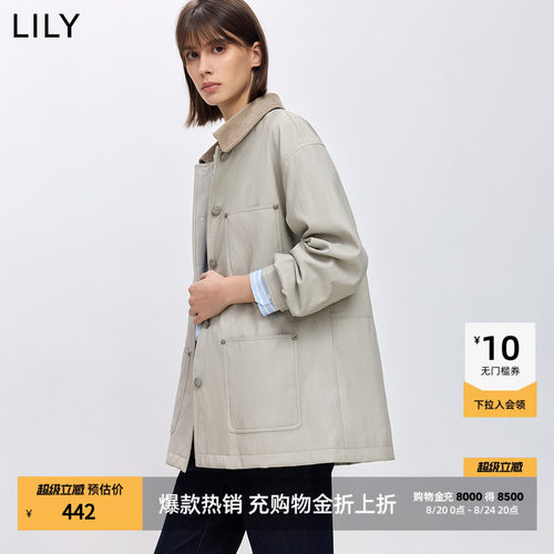 LILY通勤多口袋百搭翻领工装夹克