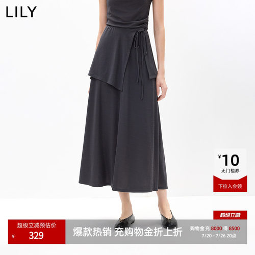 LILY通勤女装格雷新款伞裙半身裙