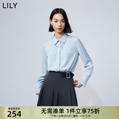 LILY宽松通勤款压褶别致衬衫