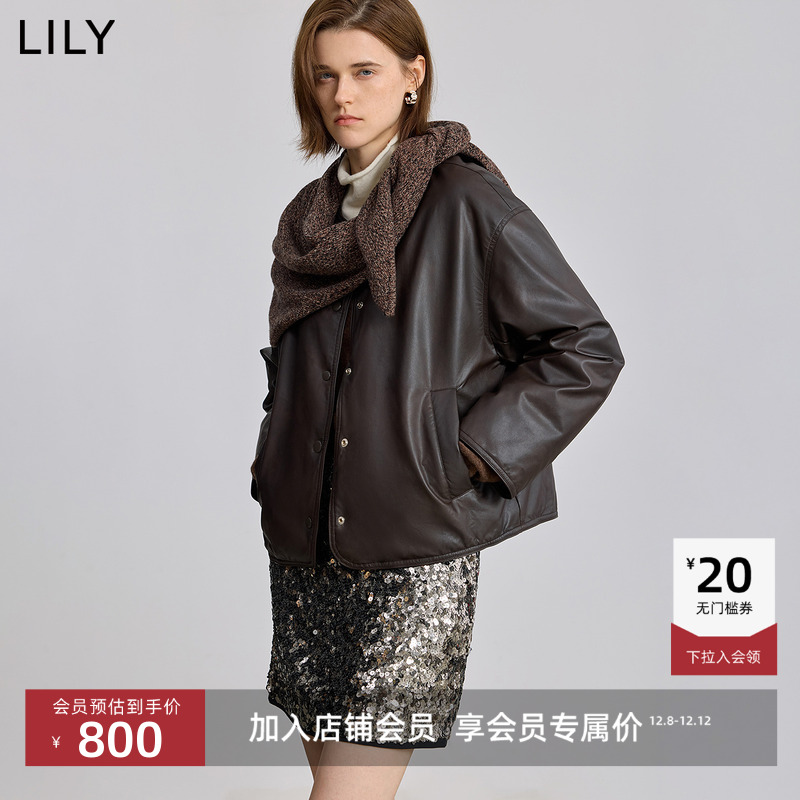 LILY轻量通勤PU休闲短款羽绒服