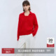 羊毛羊驼毛混纺假两件加厚红色套头针织衫 LILY2025冬新款 女装 毛衣