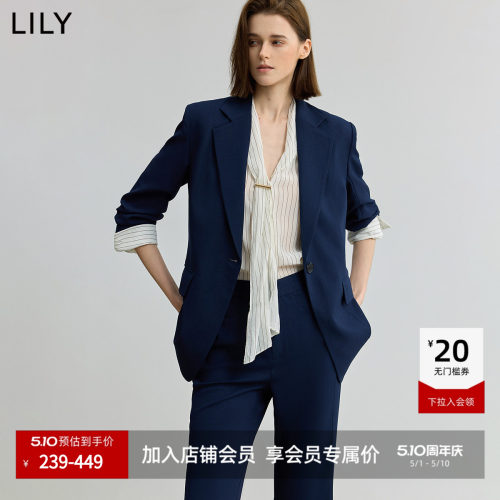 LILY通勤收腰七分袖复古西装外套