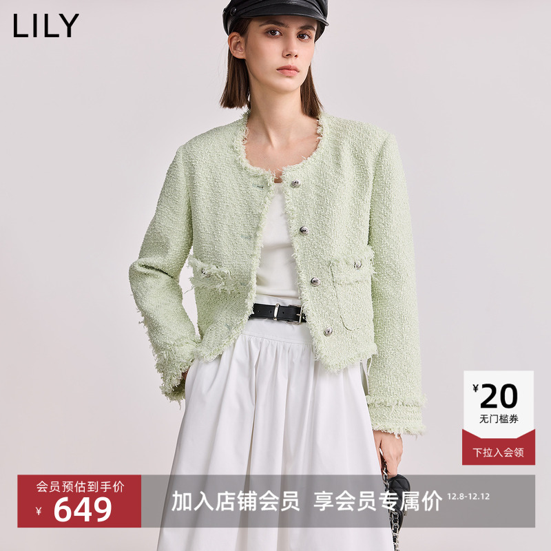 LILY短款小香风粗花呢外套