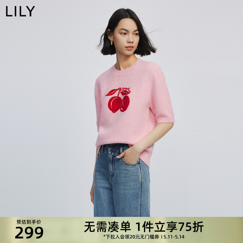 Lily绵羊毛樱桃多巴胺毛针织衫