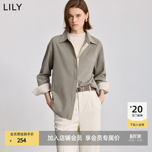 外套 双面磨毛法兰绒翻领宽松休闲通勤纯色衬衫 LILY2025冬新款 女装