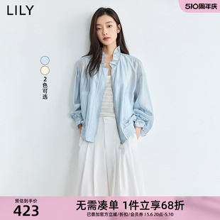 LILY莫代尔轻薄透气醋酸垂坠时尚 短外套 2024夏新款 通勤休闲空调衫