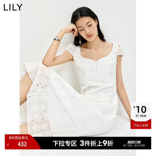 LILY通勤莱赛混纺短袖法式连衣裙