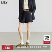 休闲裤 女 复古气质通勤藏青色西装 短裤 商场同款 LILY2025秋新款