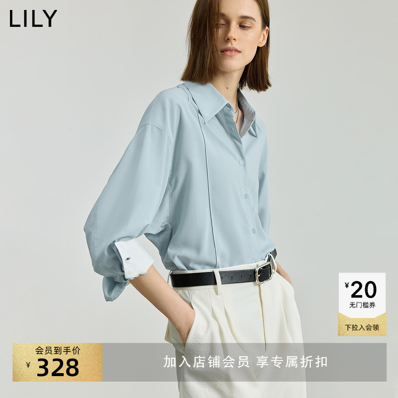 LILY通勤设计感翻领女装外套衬衫