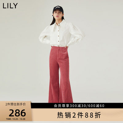 【商场同款】LILY2022冬新款女装复古灯芯绒气质通勤款纯色休闲裤