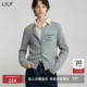 女 含羊毛格雷系撞色圆领灰色针织开衫 商场同款 LILY2025秋新款