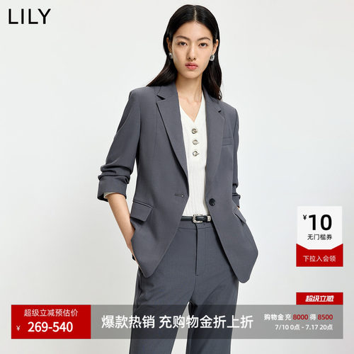 LILY通勤收腰廓形格雷系西装外套