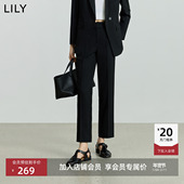 女装 经典 休闲通勤九分裤 不易掉色LILY2025新款 黑色直筒烟管裤