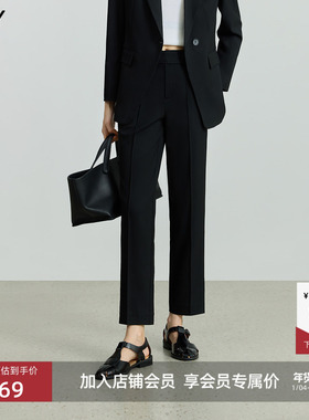 不易掉色LILY2025新款女装经典休闲通勤九分裤黑色直筒烟管裤