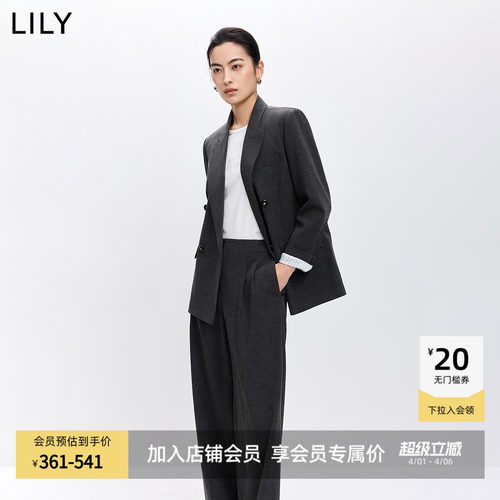 LILY通勤宽肩格雷西服西装外套