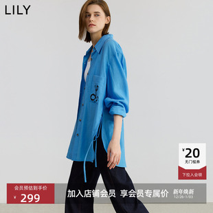 莱赛尔亚麻混纺极简风休闲衬衫 LILY2025秋新款 外套女 商场同款